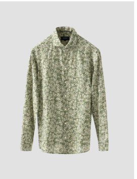 Green Floral Print Linen Shirt